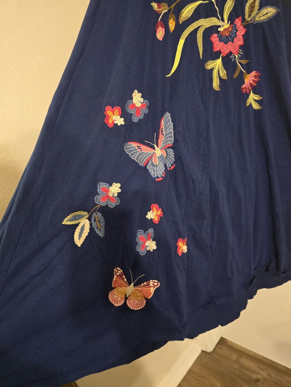 Johnny Was Gracey Crew Neck Swing Dress Womens XXS Embroidered Floral Butterfly - Picture 5 of 17